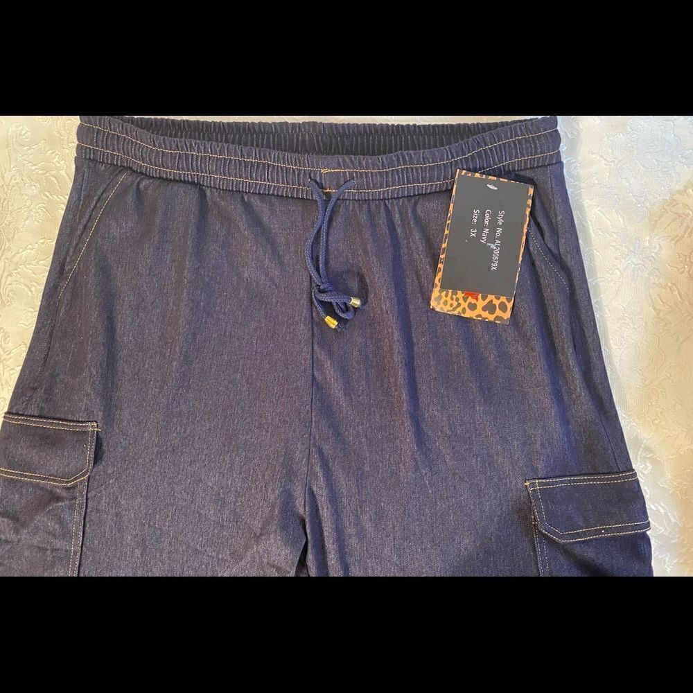 🛍Bae City Women’s Size:3X Color Navy drawstring pants - Picture 7 of 14